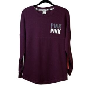 Victoria's Secret PINK Bling Holographic Foil Varsity Crew Sweatshirt. Size XS #